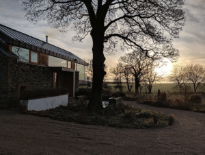 The south facing large glass windows of the main living area in the Copper Barn makes sure you get to enjoy all the sun there is, even on those shorter winter days