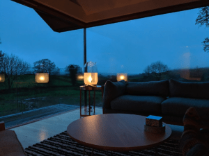 This gorgeous table lamp, made by local craftsperson Donna Bates, is both beautiful and connects the Copper Barn to its rural setting, because its made from the glass collecting jar of an old cow milking machine